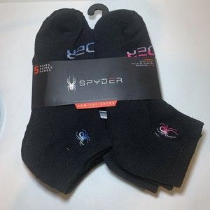 SPYDER Womens Socks Low Cut Cushion Arch Support 5 Pack Shoe Size 4-10 Black NEW